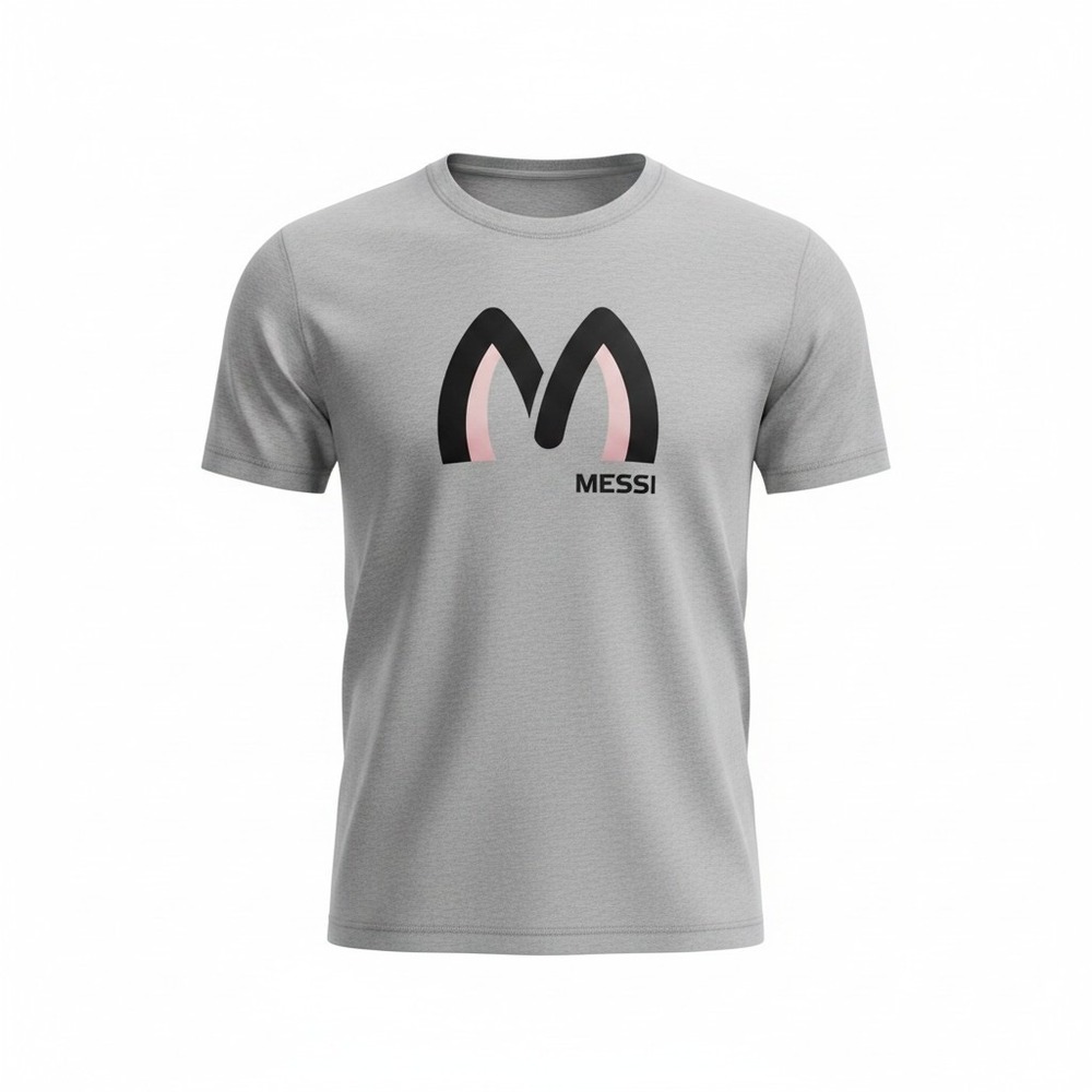 Messi Collection T-Shirt Men Large Gray Soccer Graphic Short Sleeve Cotton Blend